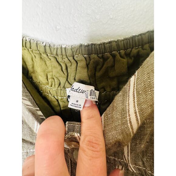 MADEWELL Green Stripe 100% Linen Sweetheart Neckline Campbell Jumpsuit Size 8 - Picture 8 of 16